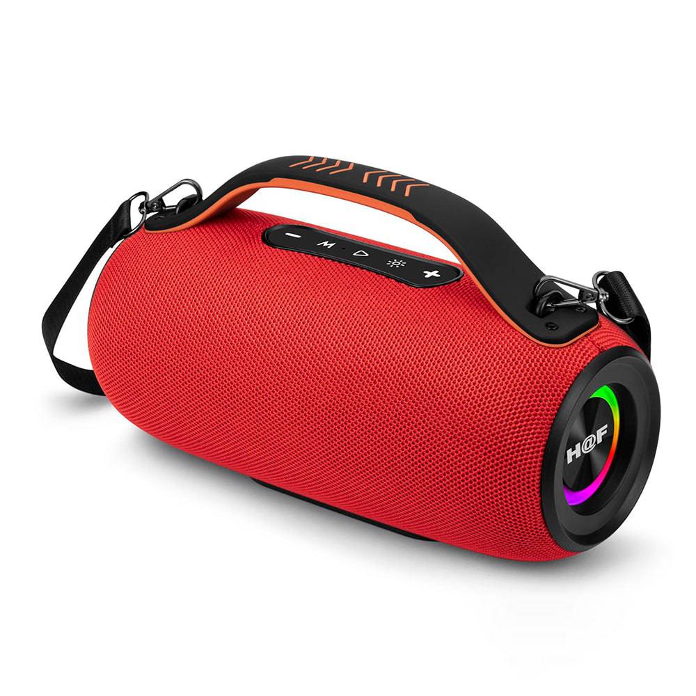 SariQart H@F GU-133 wireless portable Bluetooth speaker with compact design and black finish, showing buttons and speaker grille.