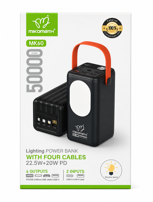 Mikomath MK60 Power Bank, With Four Cable 22.5W fast charging SariQartSariQart Kogi State