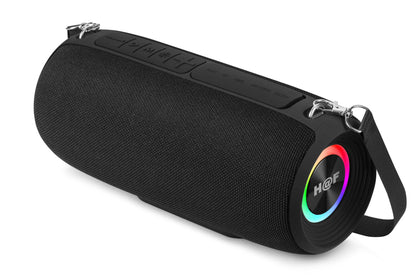 Wireless portable Bluetooth bass speaker by SariQart with black rugged design and built-in controls.