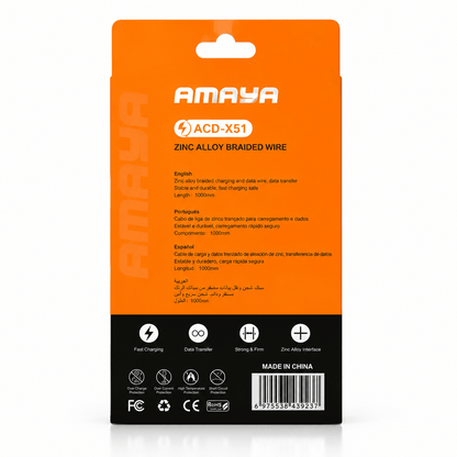 AMAYA ACD-X51 Zinc Alloy Braided Fast Charging Cable SariQart